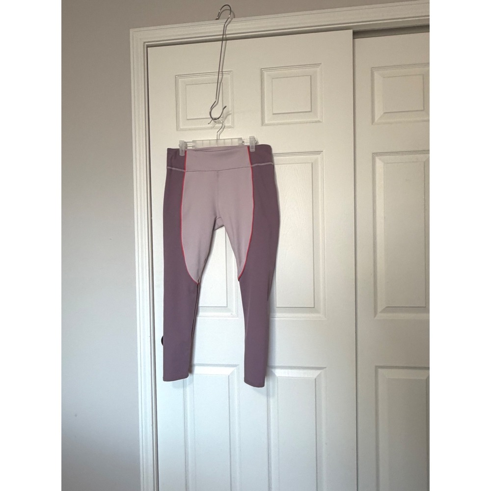 Fabletics Lavender Plum Colorblock Leggings Orange Piping PT1824956-7839-38050 L